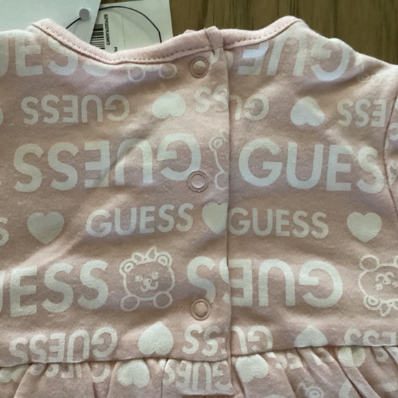GUESS Baby Girls Allover Log Print Interlock Jersey Bodysuit Dress - Picture 6 of 7